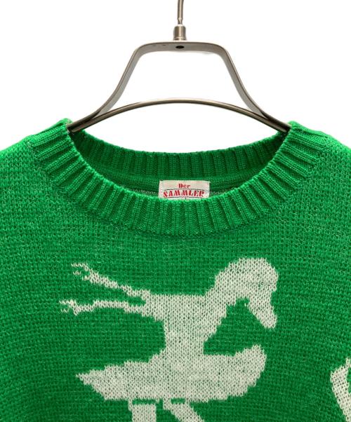 Der SAMMLER SOLO（ディアザムラーソロ）Der SAMMLER SOLO (ディアザムラーソロ) The Three Robbers (スリーラバーズ) DAN-KNIT（DANSEUSE）クルーネックニット グリーン×ホワイト サイズ:SIZE XSの古着・服飾アイテム
