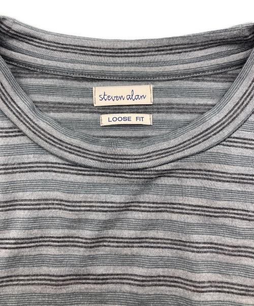 STEVEN ALAN（スティーブンアラン）STEVEN ALAN (スティーブンアラン) WOOL BORDER SHORT SLEEVE TEE -LOOSE グレー サイズ:Lの古着・服飾アイテム