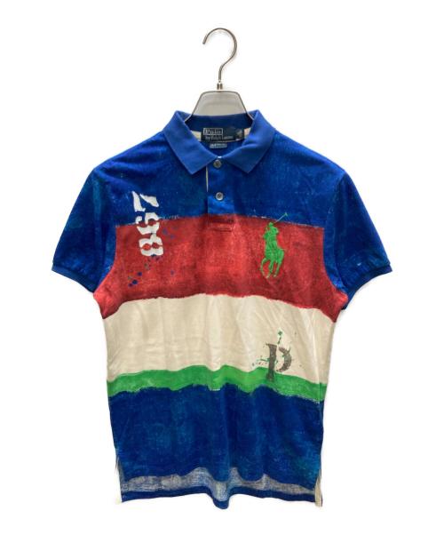 POLO RALPH LAUREN（ポロ・ラルフローレン）POLO RALPH LAUREN (ポロ・ラルフローレン) ビッグポニーポロシャツ ブルー×レッド サイズ:Mの古着・服飾アイテム