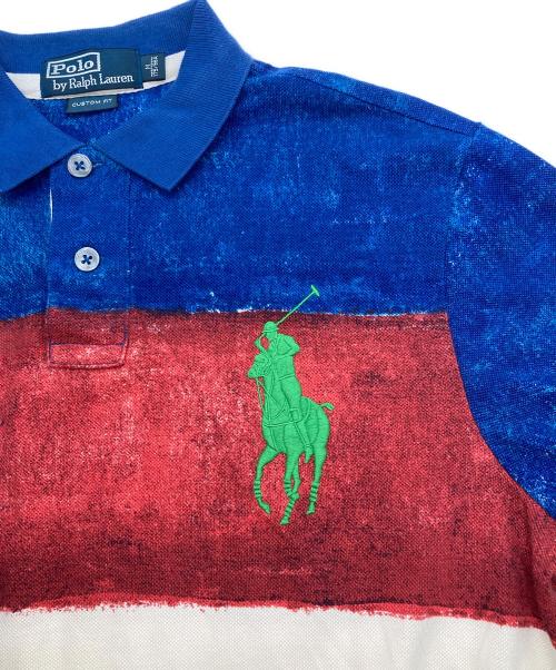 POLO RALPH LAUREN（ポロ・ラルフローレン）POLO RALPH LAUREN (ポロ・ラルフローレン) ビッグポニーポロシャツ ブルー×レッド サイズ:Mの古着・服飾アイテム