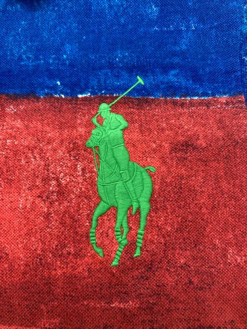 POLO RALPH LAUREN（ポロ・ラルフローレン）POLO RALPH LAUREN (ポロ・ラルフローレン) ビッグポニーポロシャツ ブルー×レッド サイズ:Mの古着・服飾アイテム