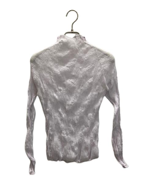 ISSEY MIYAKE（イッセイミヤケ）ISSEY MIYAKE (イッセイミヤケ) CHIFFON TWIST タートルネック プリーツ シアー カットソー ピンク サイズ:SIZE2の古着・服飾アイテム