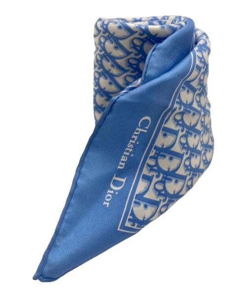 Christian Dior（クリスチャン ディオール）Christian Dior (クリスチャン ディオール) トロッター柄シルクスカーフ ブルーの古着・服飾アイテム