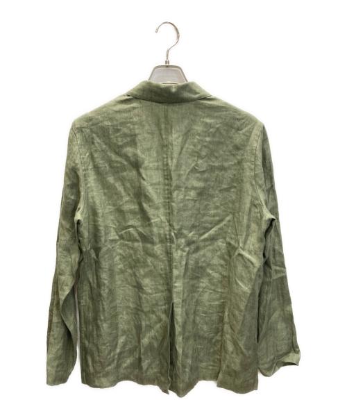 FINAMORE NAPOLI（フィナロレ ナポリ）FINAMORE NAPOLI (フィナロレ ナポリ) ヘリンボーン リネン サファリ シャツジャケット グリーン サイズ:Sの古着・服飾アイテム