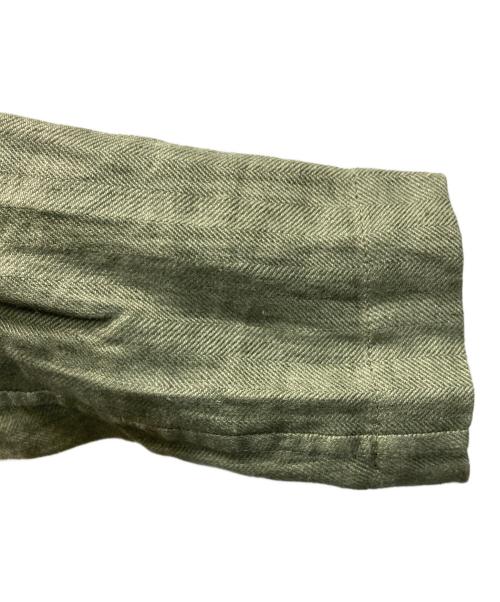 FINAMORE NAPOLI（フィナロレ ナポリ）FINAMORE NAPOLI (フィナロレ ナポリ) ヘリンボーン リネン サファリ シャツジャケット グリーン サイズ:Sの古着・服飾アイテム