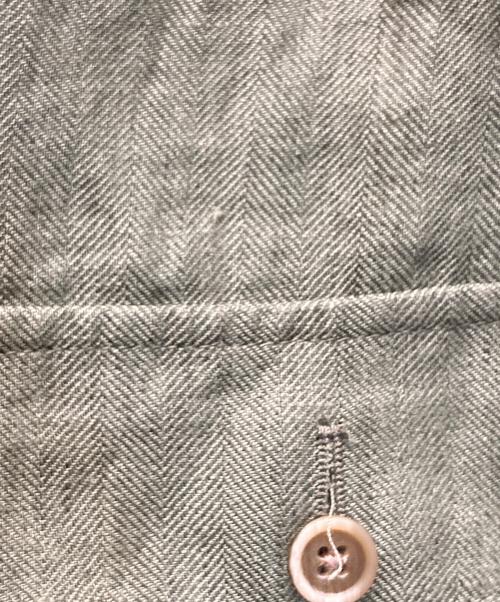 FINAMORE NAPOLI（フィナロレ ナポリ）FINAMORE NAPOLI (フィナロレ ナポリ) ヘリンボーン リネン サファリ シャツジャケット グリーン サイズ:Sの古着・服飾アイテム