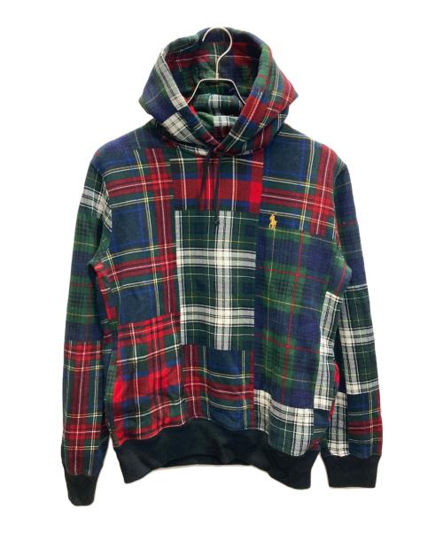 POLO RALPH LAUREN（ポロ・ラルフローレン）POLO RALPH LAUREN (ポロ・ラルフローレン) タータンチェック パッチワークパーカー レッド×グリーン サイズ:Ｓの古着・服飾アイテム