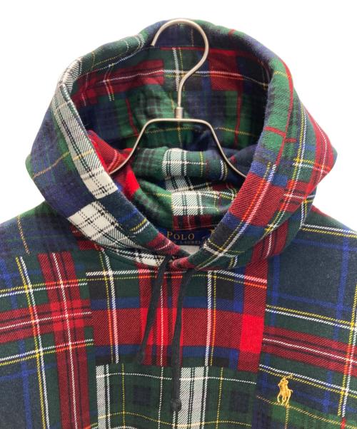 POLO RALPH LAUREN（ポロ・ラルフローレン）POLO RALPH LAUREN (ポロ・ラルフローレン) タータンチェック パッチワークパーカー レッド×グリーン サイズ:Ｓの古着・服飾アイテム