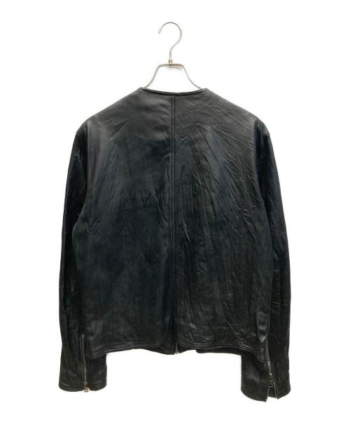 JOHN VARVATOS（ジョン・バルベイトス）JOHN VARVATOS (ジョン・バルベイトス) シープレザーノーカラージャケット ブラック サイズ:SIZE 52の古着・服飾アイテム