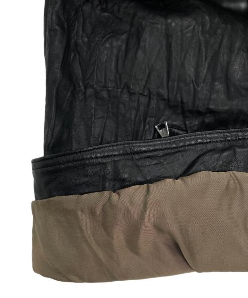 JOHN VARVATOS（ジョン・バルベイトス）JOHN VARVATOS (ジョン・バルベイトス) シープレザーノーカラージャケット ブラック サイズ:SIZE 52の古着・服飾アイテム