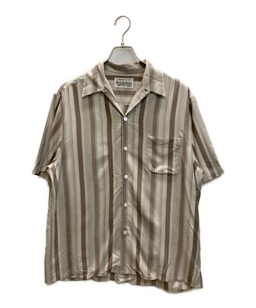 WACKO MARIA（ワコマリア）WACKO MARIA (ワコマリア) オープンカラーレーヨンシャツ ベージュ×ブラウン サイズ:SIZE Mの古着・服飾アイテム