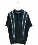 WACKO MARIAワコマリア）の古着「STRIPED JACQUARD KNIT POLO SHIRT」｜ブラック