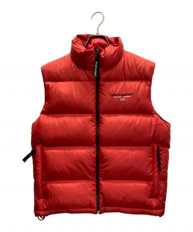 ポロ ダウンベスト 黒 赤ロゴ　中古品 中古・古着通販】POLO SPORT (ポロスポーツ) ロゴ刺繍ダウンベスト