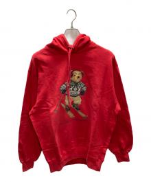 POLO RALPH LAUREN（ポロ・ラルフローレン）の古着「ポロベア プルオーバーパーカー」｜レッド