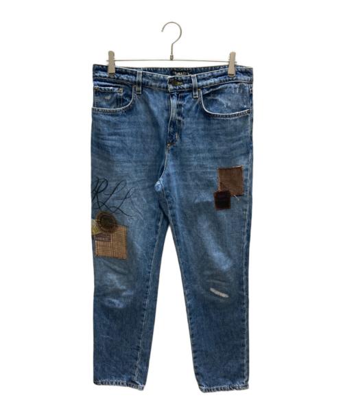 LAUREN RALPH LAUREN（ローレンラルフローレン）LAUREN RALPH LAUREN (ローレンラルフローレン) パッチワークデニムパンツ インディゴ サイズ:6の古着・服飾アイテム