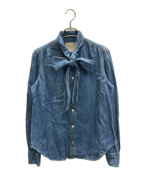 POLO RALPH LAUREN（ポロ・ラルフローレン）POLO RALPH LAUREN (ポロ・ラルフローレン) デニムボウタイシャツ/Denim tie-neck shirt インディゴ サイズ:SIZE 8の古着・服飾アイテム