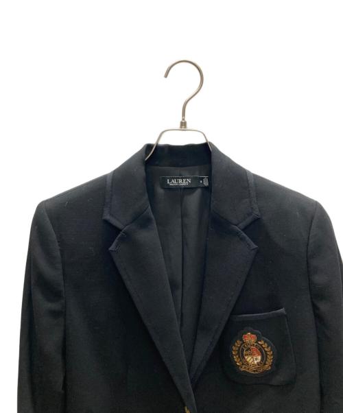 LAUREN RALPH LAUREN（ローレンラルフローレン）LAUREN RALPH LAUREN (ローレンラルフローレン) エンブレム刺繍ブレザー ブラック サイズ:8の古着・服飾アイテム