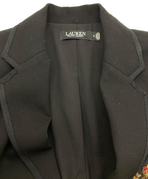 LAUREN RALPH LAUREN（ローレンラルフローレン）LAUREN RALPH LAUREN (ローレンラルフローレン) エンブレム刺繍ブレザー ブラック サイズ:8の古着・服飾アイテム