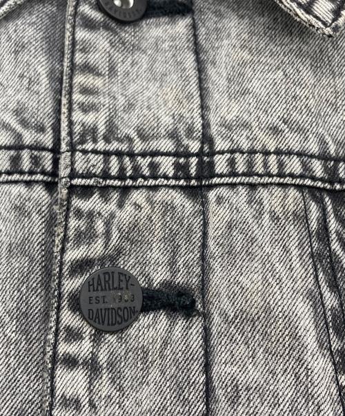 HARLEY-DAVIDSON（ハーレーダビッドソン）HARLEY-DAVIDSON (ハーレーダビッドソン) ウォッシュ加工 裏地チェック デニムジャケット ブラック サイズ:Lの古着・服飾アイテム