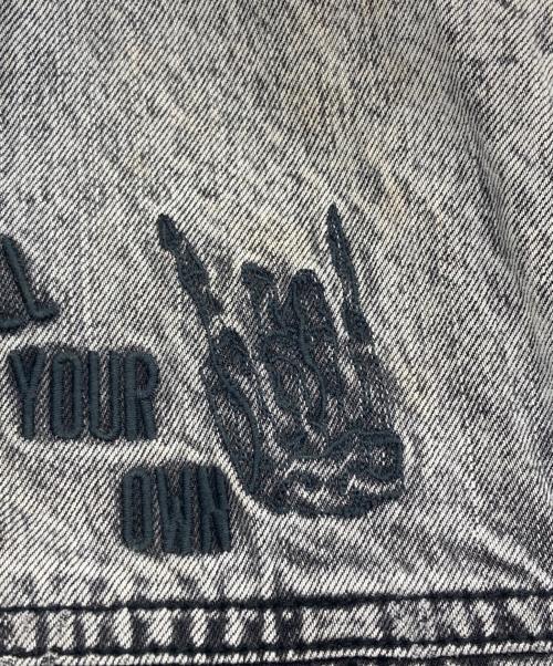 HARLEY-DAVIDSON（ハーレーダビッドソン）HARLEY-DAVIDSON (ハーレーダビッドソン) ウォッシュ加工 裏地チェック デニムジャケット ブラック サイズ:Lの古着・服飾アイテム