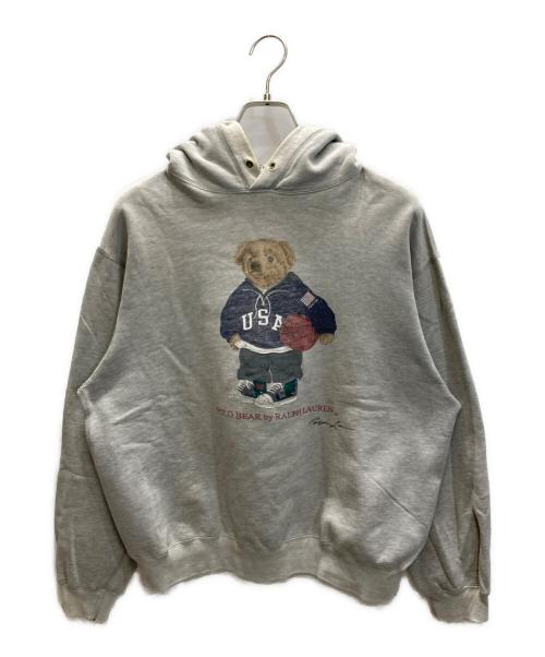 POLO RALPH LAUREN（ポロ・ラルフローレン）POLO RALPH LAUREN (ポロ・ラルフローレン) ポロベアプリントプルオーバーパーカー グレー サイズ:Lの古着・服飾アイテム