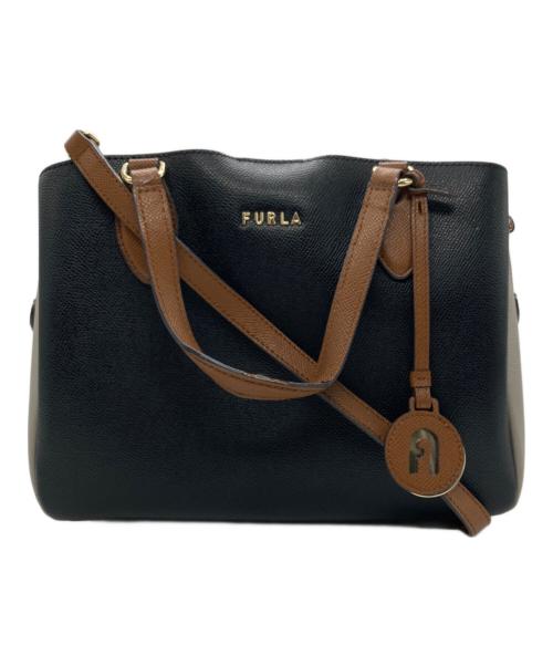 FURLA（フルラ）FURLA (フルラ) ミネルヴァ ショルダーバッグ ブラック×グレーの古着・服飾アイテム