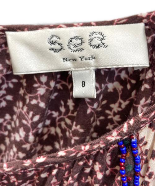 sea NEW YORK（シー ニューヨーク）sea NEW YORK (シー ニューヨーク) フラワープリント コルセット ワンピース ボルドー サイズ:8の古着・服飾アイテム
