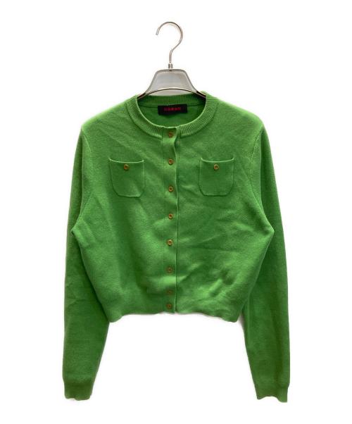 CABAN（キャバン）CABaN (キャバン) コットンカシミア ノーカラー 2ポケット カーディガン グリーン サイズ:XSの古着・服飾アイテム