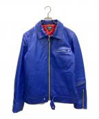 HORN WORKSホーンワークス）の古着「バッファローレザーライダースジャケット」｜ブルー