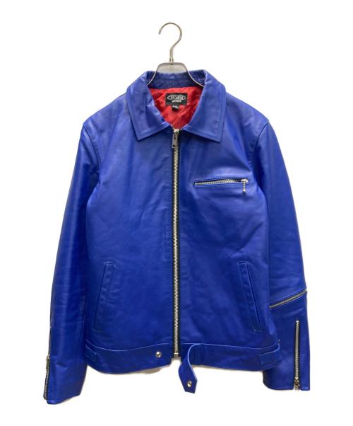 HORN WORKS（ホーンワークス）HORN WORKS (ホーンワークス) バッファローレザーライダースジャケット ブルー サイズ:SIZE LLの古着・服飾アイテム