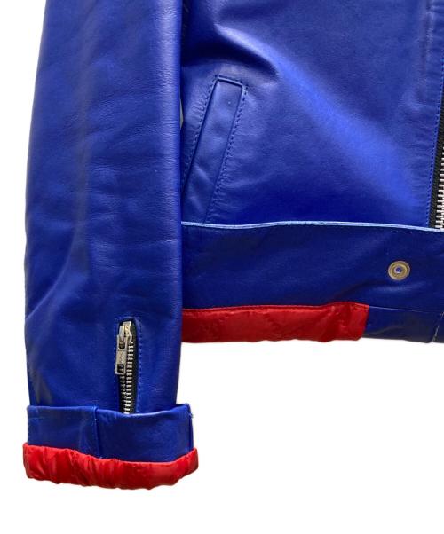 HORN WORKS（ホーンワークス）HORN WORKS (ホーンワークス) バッファローレザーライダースジャケット ブルー サイズ:SIZE LLの古着・服飾アイテム