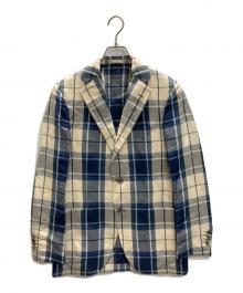 LARDINI（ラルディーニ）の古着「リネンシルク3B段返りジャケット」｜アイボリー×ブルー