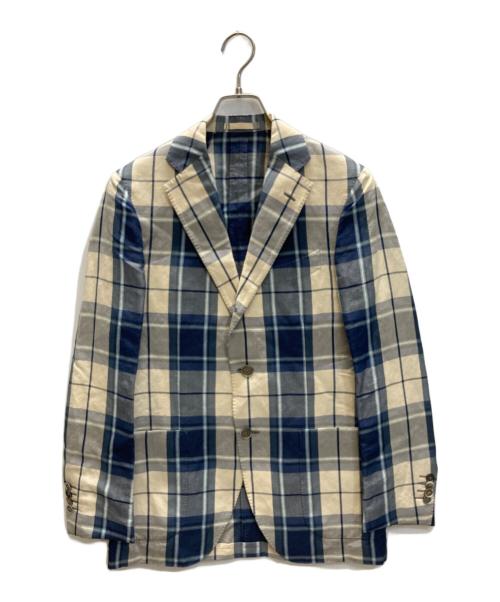 LARDINI（ラルディーニ）LARDINI (ラルディーニ) リネンシルク3B段返りジャケット アイボリー×ブルー サイズ:46の古着・服飾アイテム