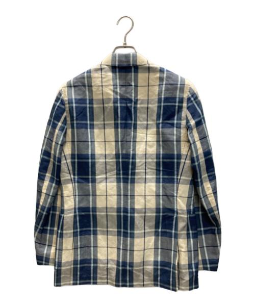 LARDINI（ラルディーニ）LARDINI (ラルディーニ) リネンシルク3B段返りジャケット アイボリー×ブルー サイズ:46の古着・服飾アイテム