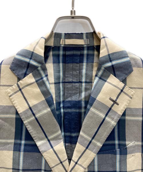 LARDINI（ラルディーニ）LARDINI (ラルディーニ) リネンシルク3B段返りジャケット アイボリー×ブルー サイズ:46の古着・服飾アイテム
