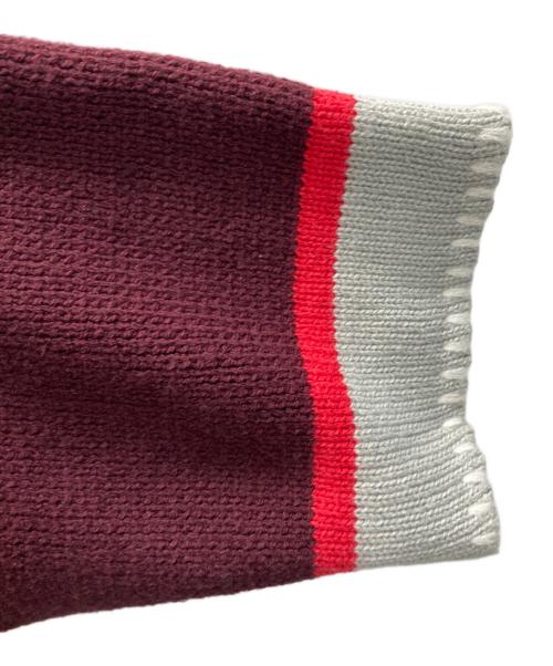 CAMPHOR WOOD（カンファーウッド）CAMPHOR WOOD (カンファーウッド) with collar stitching zipper knit shirt jacket ボルドー×グレー サイズ:SIZE Mの古着・服飾アイテム