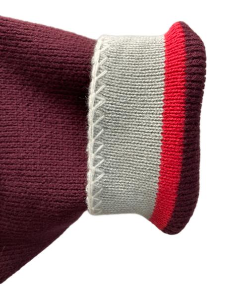 CAMPHOR WOOD（カンファーウッド）CAMPHOR WOOD (カンファーウッド) with collar stitching zipper knit shirt jacket ボルドー×グレー サイズ:SIZE Mの古着・服飾アイテム