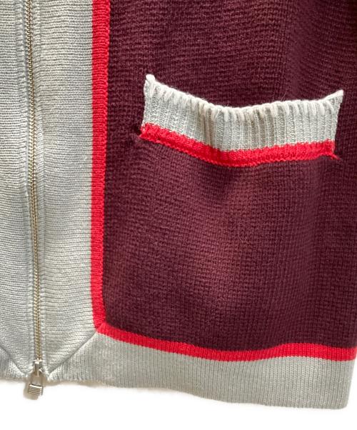 CAMPHOR WOOD（カンファーウッド）CAMPHOR WOOD (カンファーウッド) with collar stitching zipper knit shirt jacket ボルドー×グレー サイズ:SIZE Mの古着・服飾アイテム