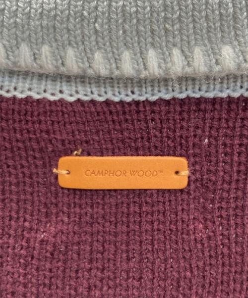 CAMPHOR WOOD（カンファーウッド）CAMPHOR WOOD (カンファーウッド) with collar stitching zipper knit shirt jacket ボルドー×グレー サイズ:SIZE Mの古着・服飾アイテム