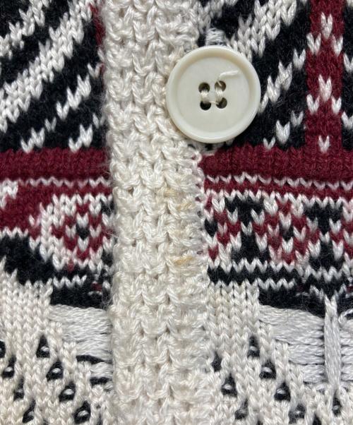 IROQUOIS（イロコイ）IROQUOIS (イロコイ) 7GG COOGI TUCK KNIT CD 7ゲージクージータックニットカーディガン ブラック×レッド サイズ:SIZE 2の古着・服飾アイテム