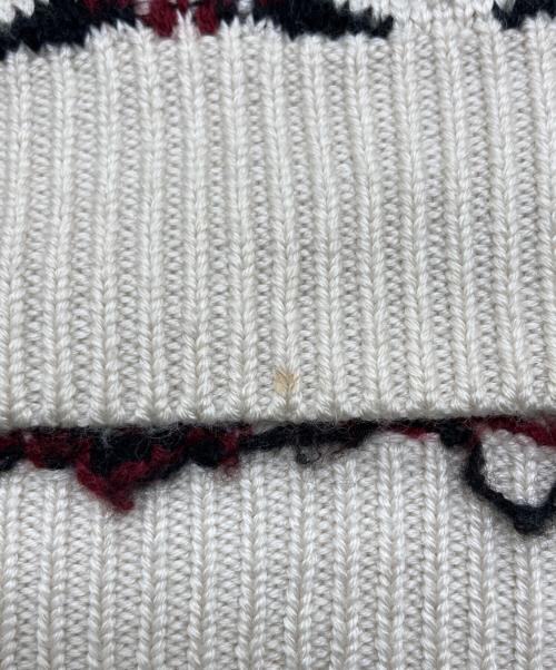 IROQUOIS（イロコイ）IROQUOIS (イロコイ) 7GG COOGI TUCK KNIT CD 7ゲージクージータックニットカーディガン ブラック×レッド サイズ:SIZE 2の古着・服飾アイテム