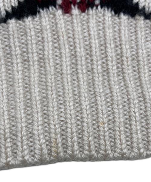 IROQUOIS（イロコイ）IROQUOIS (イロコイ) 7GG COOGI TUCK KNIT CD 7ゲージクージータックニットカーディガン ブラック×レッド サイズ:SIZE 2の古着・服飾アイテム