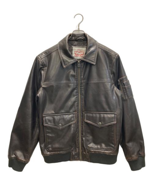 LEVI'S（リーバイス）LEVI'S (リーバイス) MA-1スタイル レザージャケット ブラウン サイズ:Mの古着・服飾アイテム