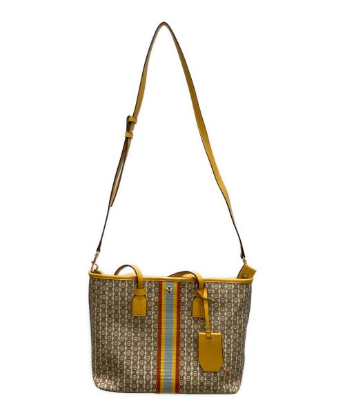 TORY BURCH（トリーバーチ）TORY BURCH (トリーバーチ) ジェミニリンク トートバッグ イエロー×ベージュの古着・服飾アイテム