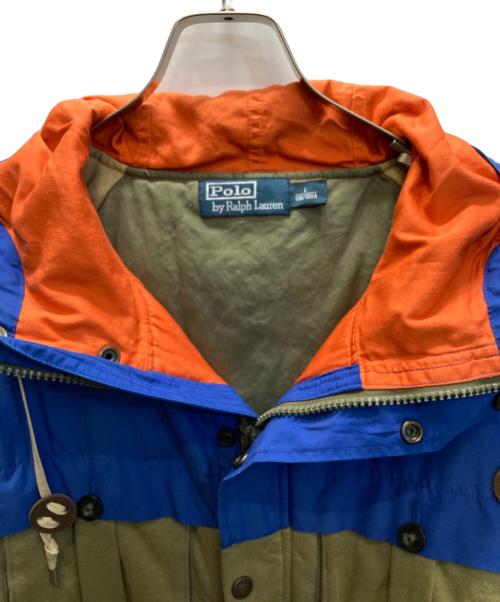 POLO RALPH LAUREN（ポロ・ラルフローレン）POLO RALPH LAUREN (ポロ・ラルフローレン) ナイロンスウェット切替マウンテンパーカー ブルー×オリーブ サイズ:SIZE Lの古着・服飾アイテム
