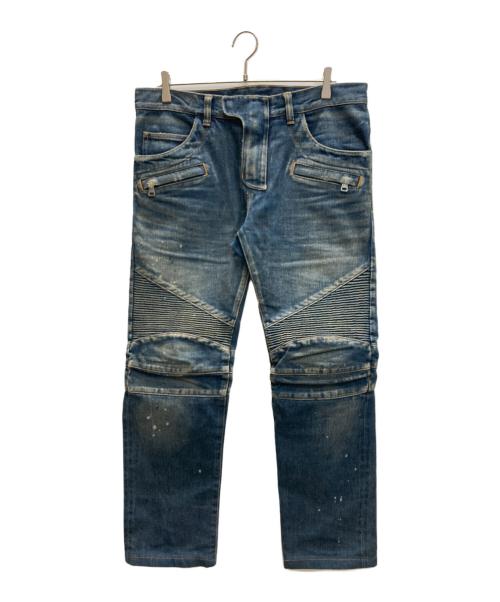 BALMAIN（バルマン）BALMAIN (バルマン) ダメージ加工バイカーデニムパンツ インディゴ サイズ:31の古着・服飾アイテム