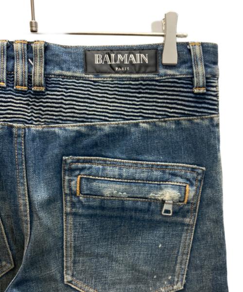 BALMAIN（バルマン）BALMAIN (バルマン) ダメージ加工バイカーデニムパンツ インディゴ サイズ:31の古着・服飾アイテム