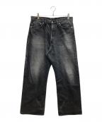Graphpaperグラフペーパー）の古着「Selvage Denim Five Pocket Wide Straight Pants」｜ブラック
