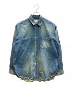 MARKAマーカ）の古着「DAMAGE SHIRT/ダメージシャツ」｜インディゴ