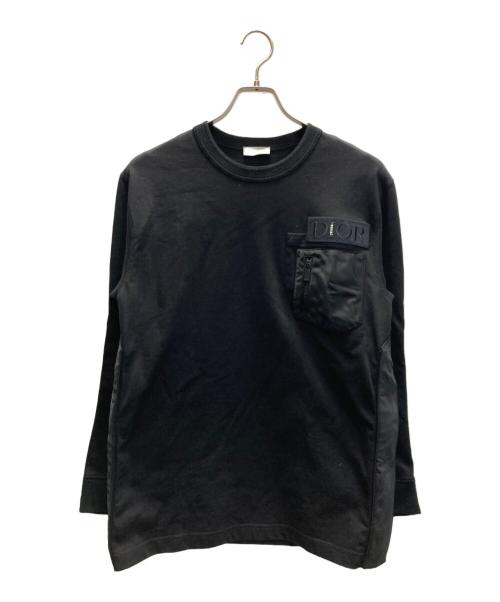 Dior（ディオール）Dior (ディオール) sacai (サカイ) コットン×ナイロン ドッキングプルオーバー/Cotton x Nylon Docking Pullover ブラック サイズ:Sの古着・服飾アイテム
